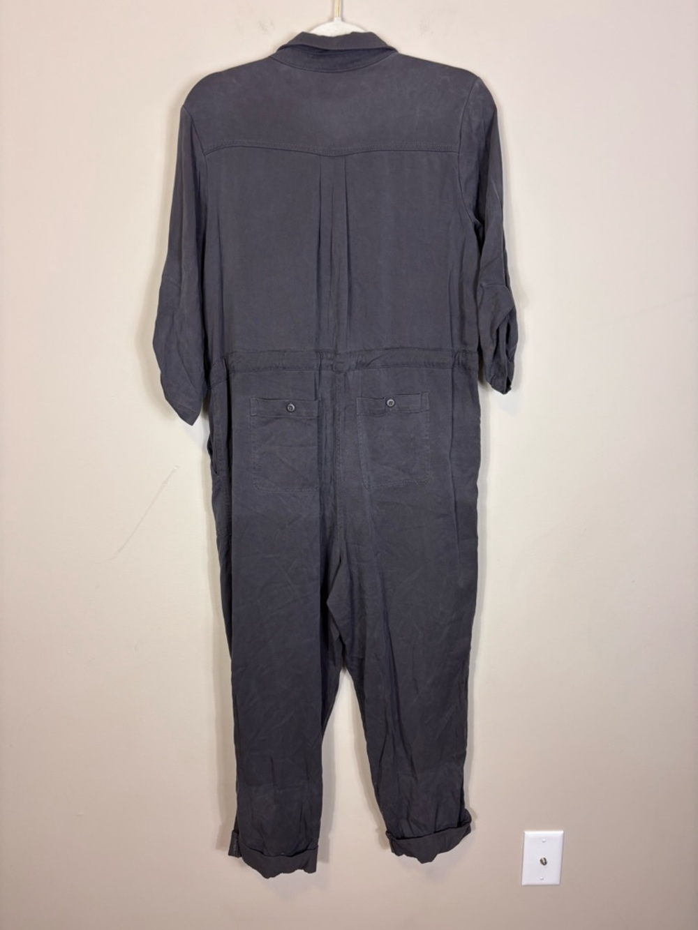Sundance Button-Front Collared Utility Jumpsuit - Charcoal Large - Picture 2 of 8
